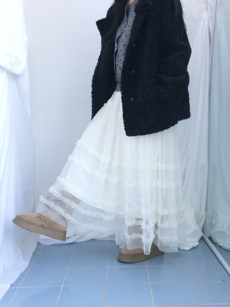 highneck puffy fur jacket