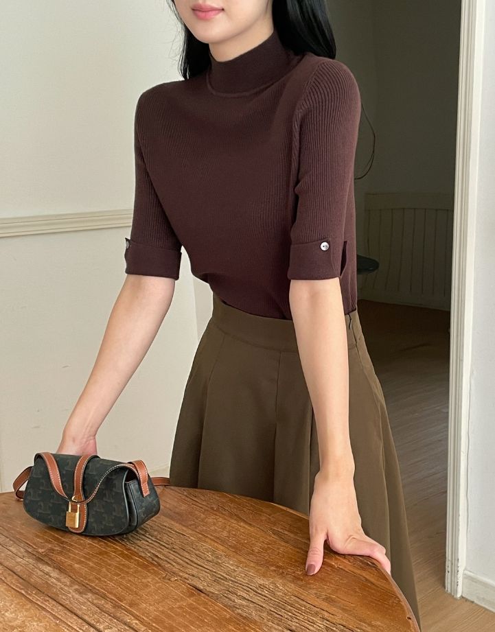 Shani Half-Neck Rolled-Up Sleeve Knit