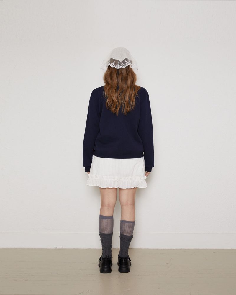 Frill 8 button pk shirt / navy