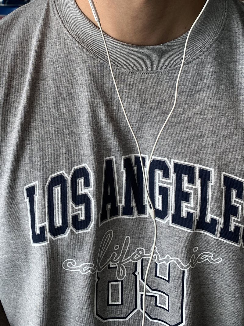 Look Lafer Quick Dry LA Graphic Lettering Oversized Short Sleeve T-Shirt