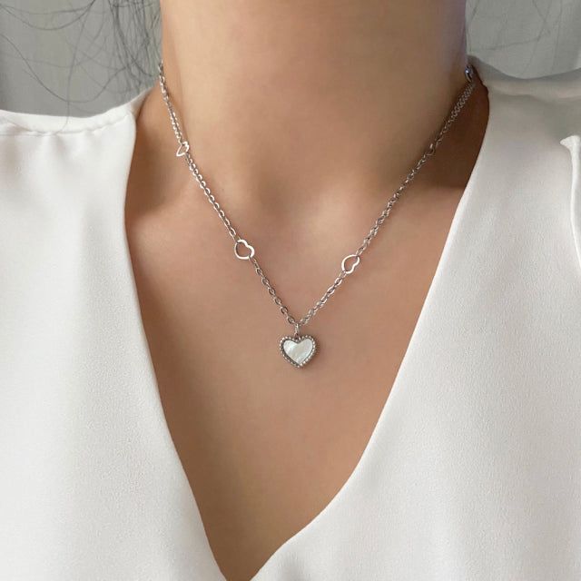 hhr Heart chain mother-of-pearl necklace