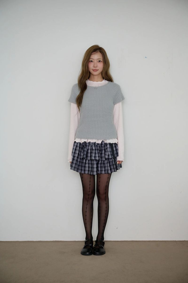 SONNET RIBBON CHECK TIERED SKIRT