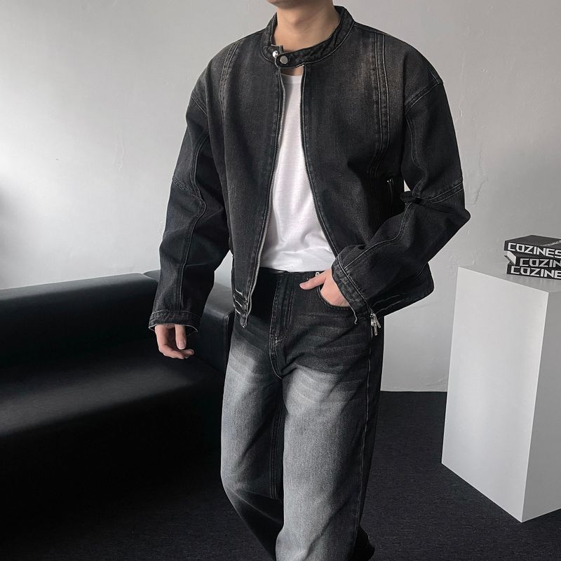MG incision biker denim jacket (2 colors)