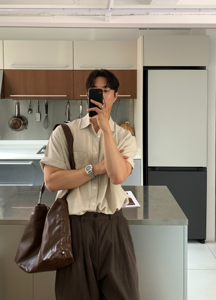 Cool Basic Semi-Over Short Sleeve Shirt
