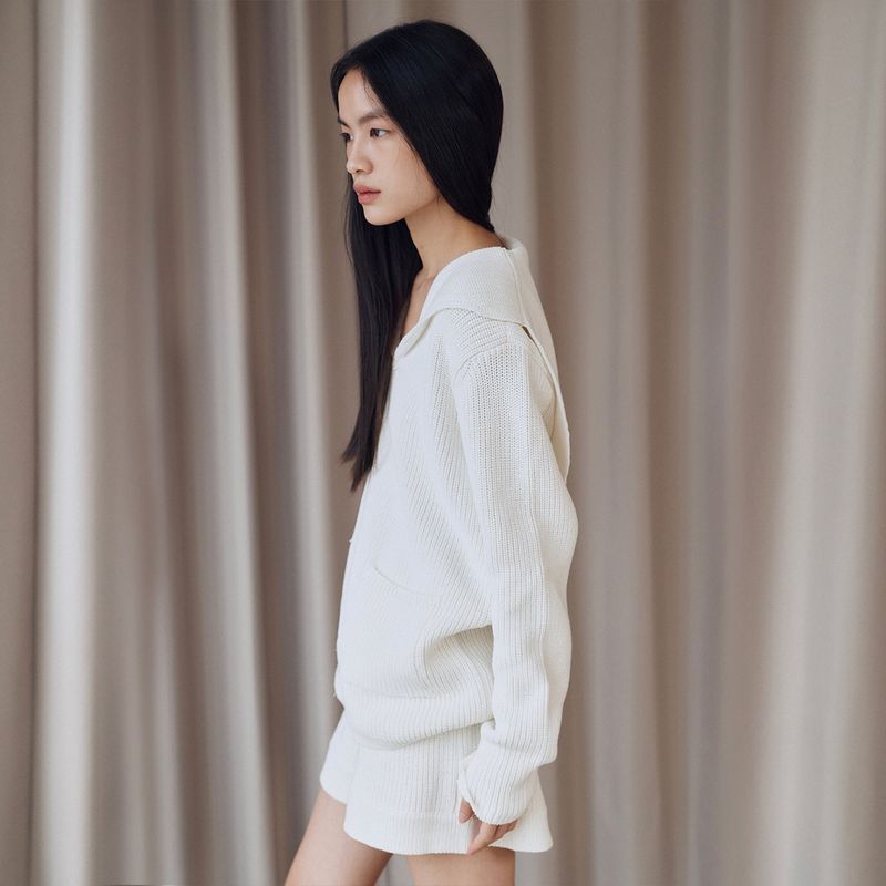 Sailor Collar Cotton Sweater_Ivory