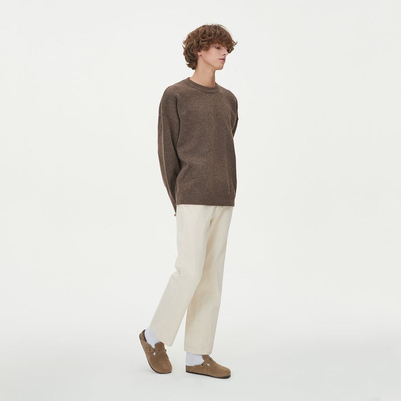 CASHLIKE ROUND NECK KNIT_BROWN