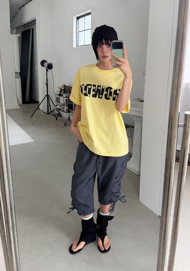 SIDE SHIRRING CAPRI PANTS