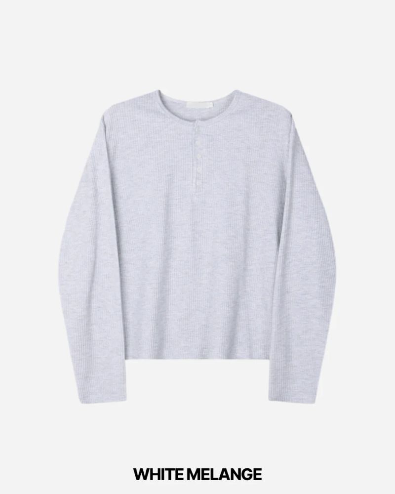 スポヘンリーネックワッフルロングスリーブ T