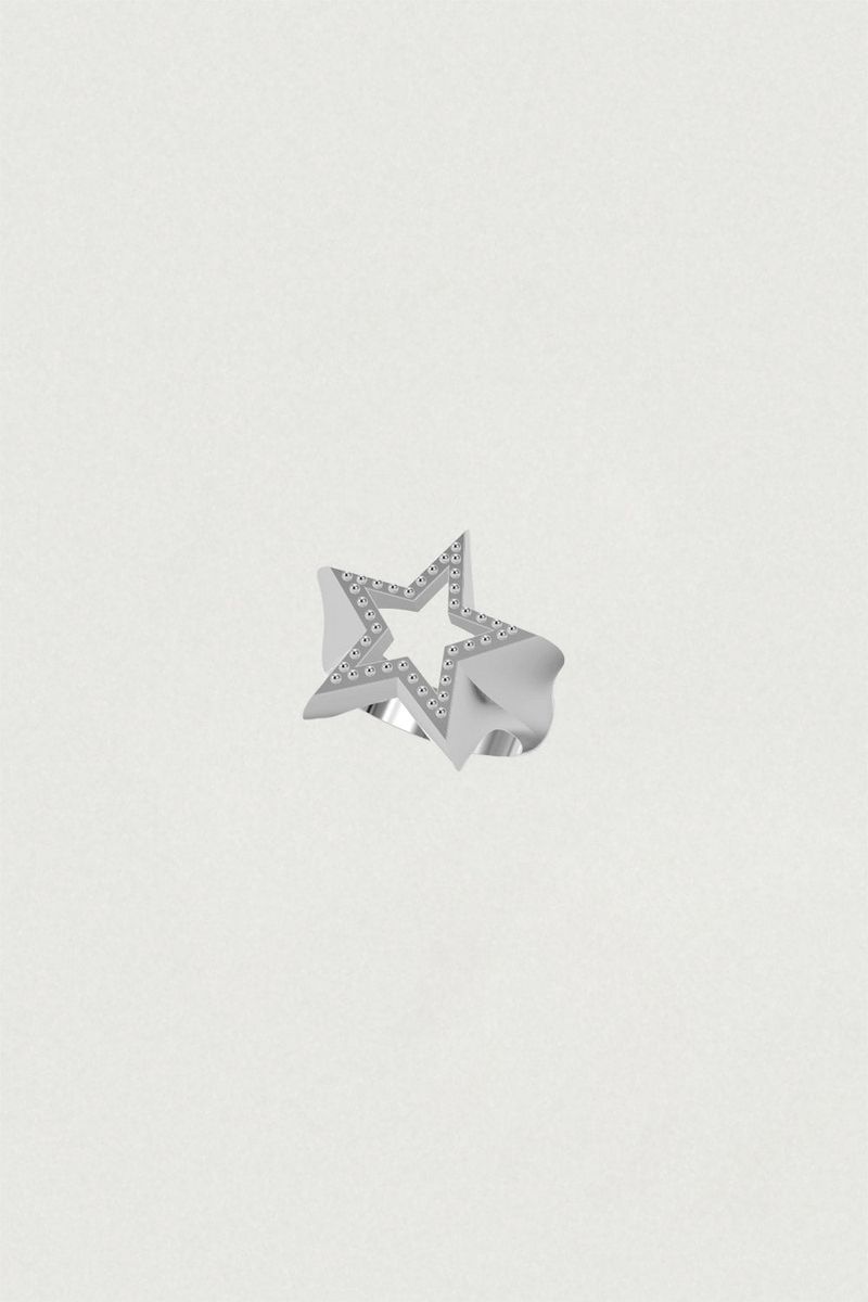 [925SILVER] COOKIE FRAME STAR STUD RING