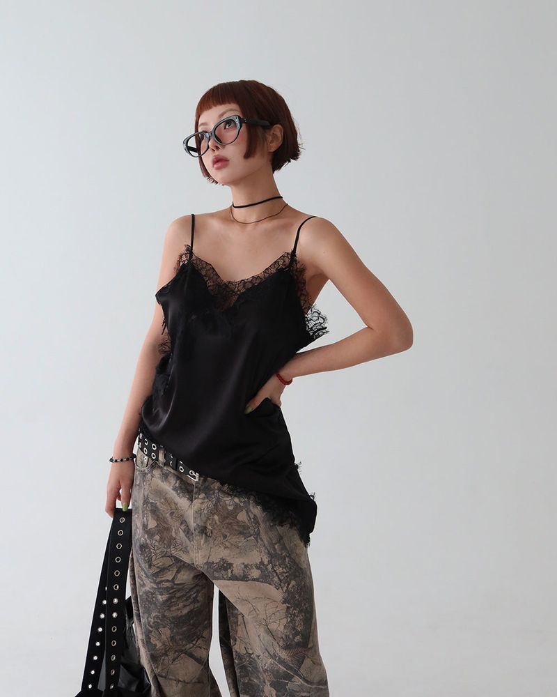 unbalanced lace bustier blouse