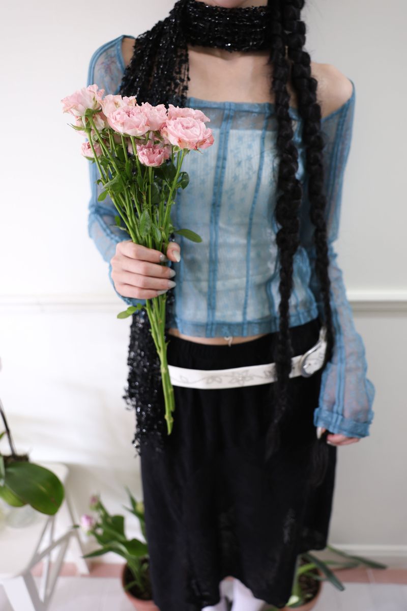 Twinkle net scarf (Black/White)
