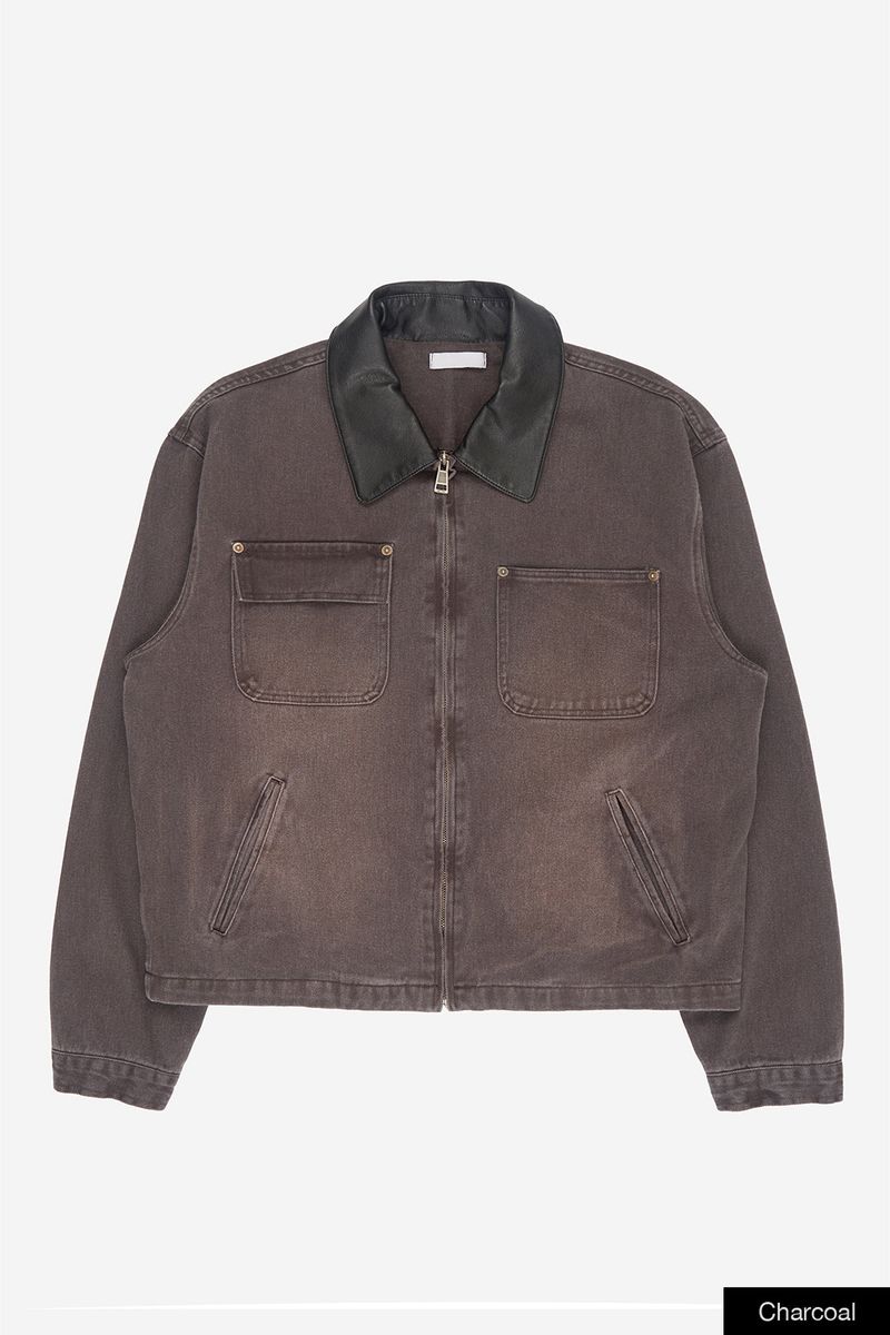 Spencer leather collar vintage work jumper