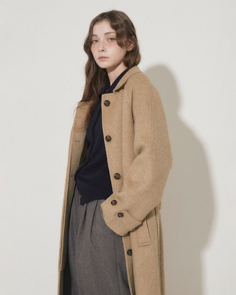 WOOL BALMACAAN COAT [BROWN]