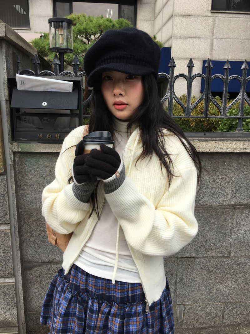 Knit Hoodie Zip-Up (3color)