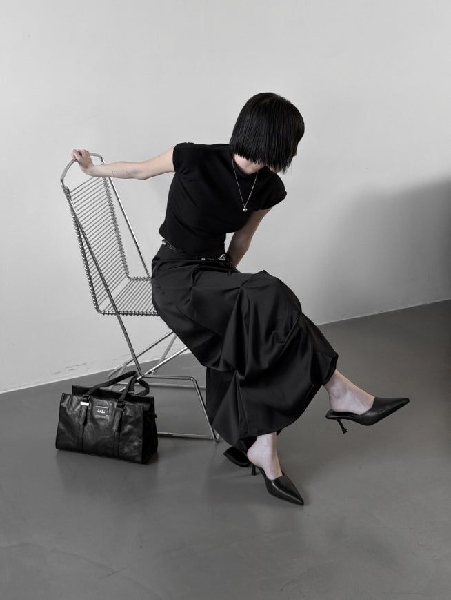 Glopin Drape Satin Skirt