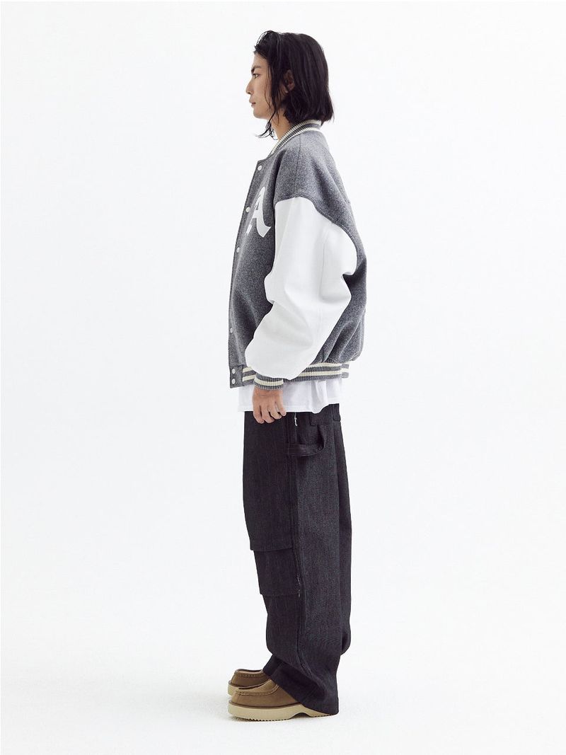 Super balloon wool varsity jacket Melange Gray