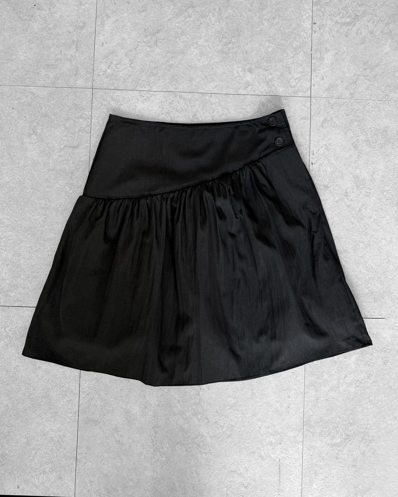 SLOW BUTTON FLARE MIDI SKIRT