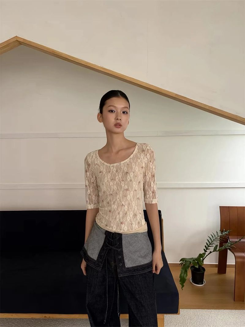 House of haus（ハウス オブ ハウス）の「Flower lace 3/4 T（Tops）」