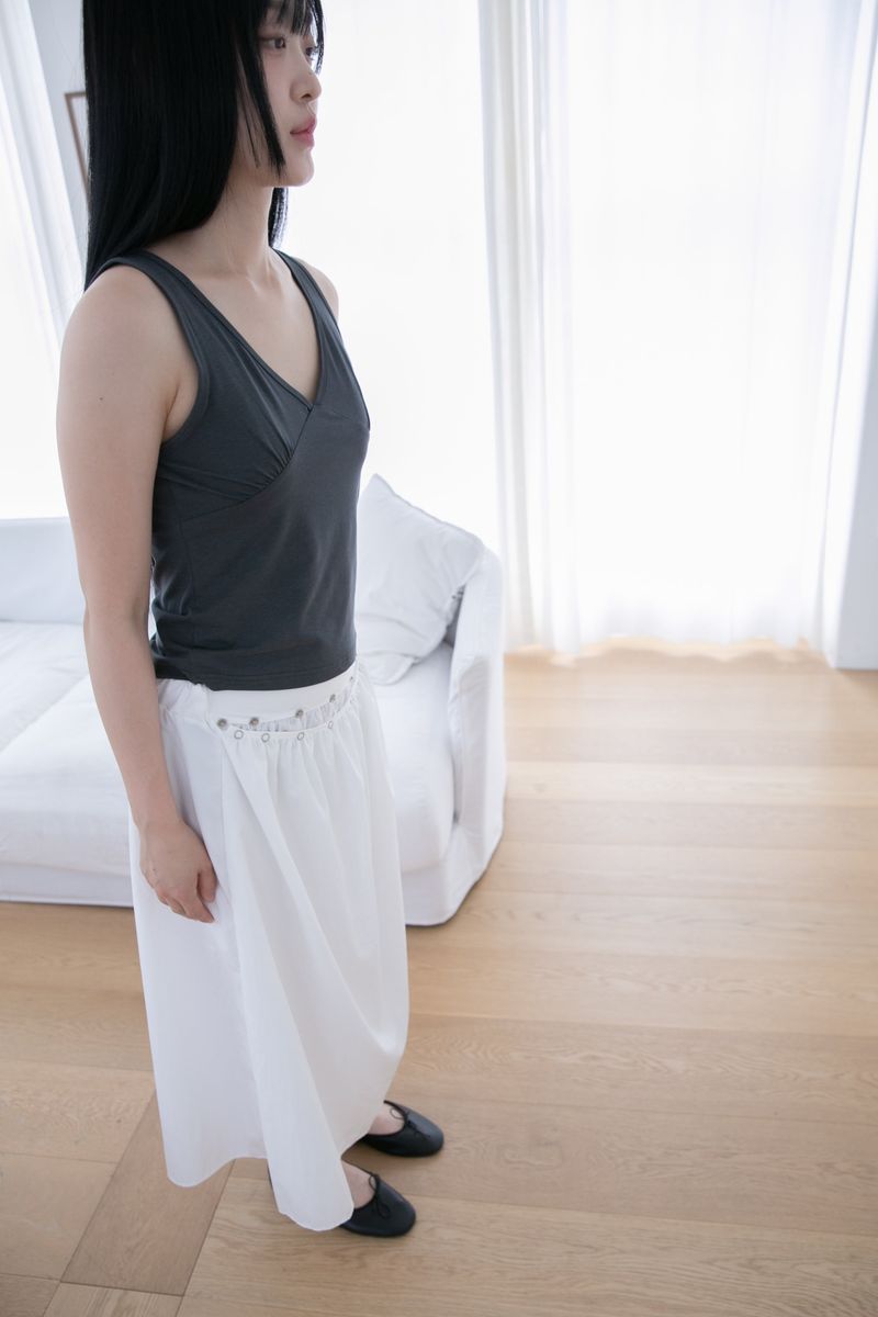 layered snap button skirt(2colors)