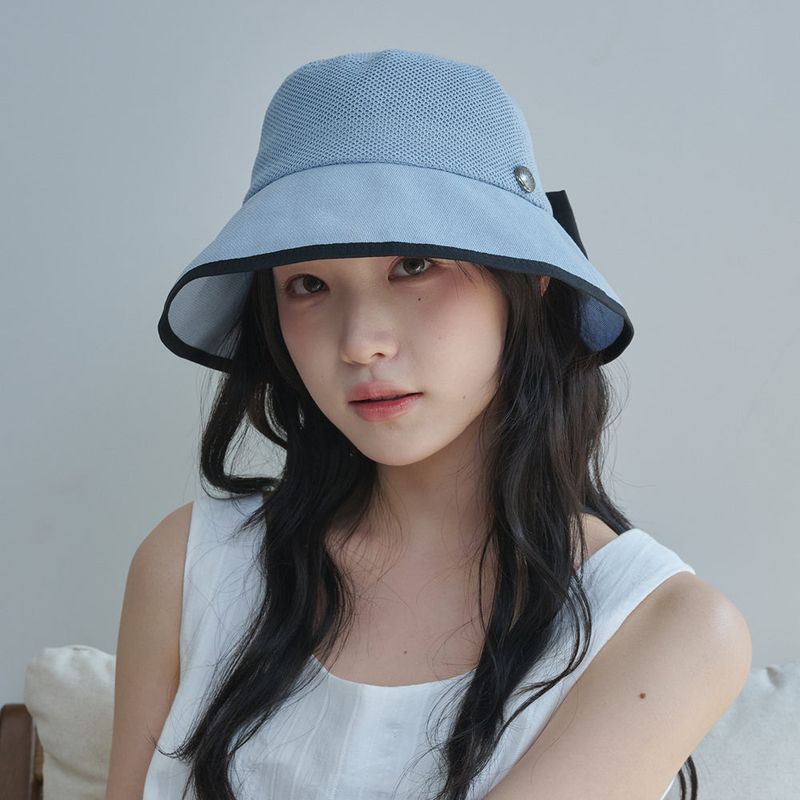ALLINCOMPLETE（オールインコンプリート）の「リボンペーパー ワイドバケットハット(Sky Blue)（帽子）」