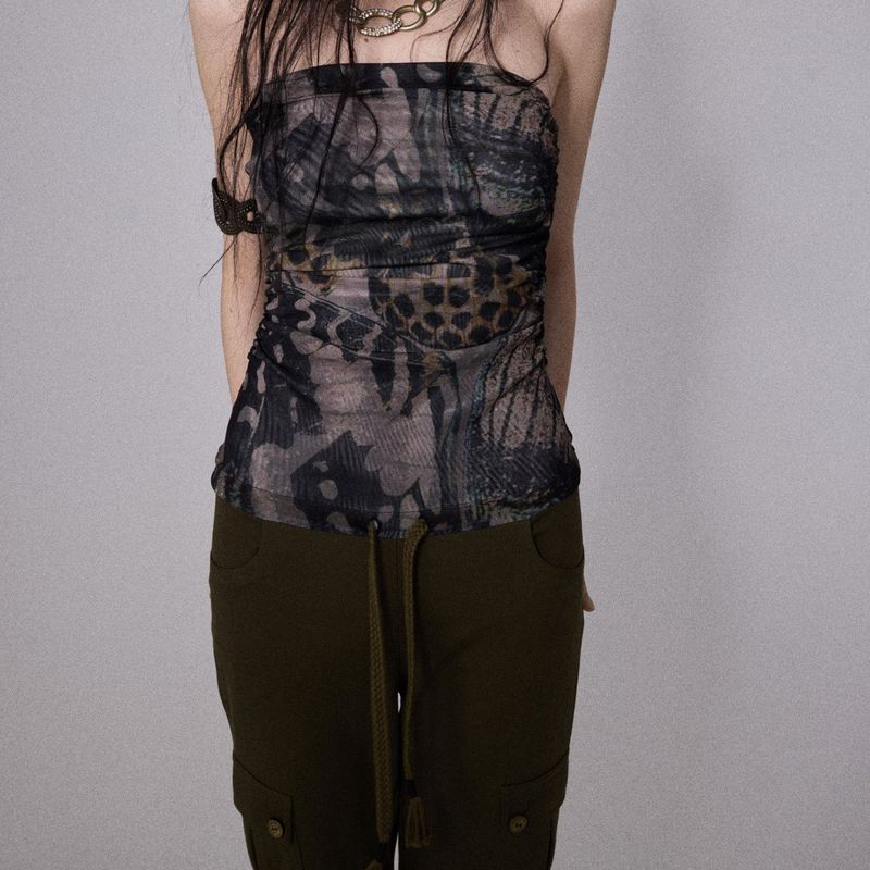 SHEISSHE/PRINTED PATCHWORK FLARED JUMPSUIT