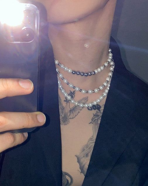 No.8707 HOLY IN CODE pearl & surgical 3type necklace