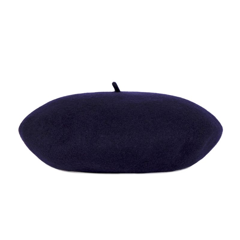VA Square Stud Wool Beret / Navy