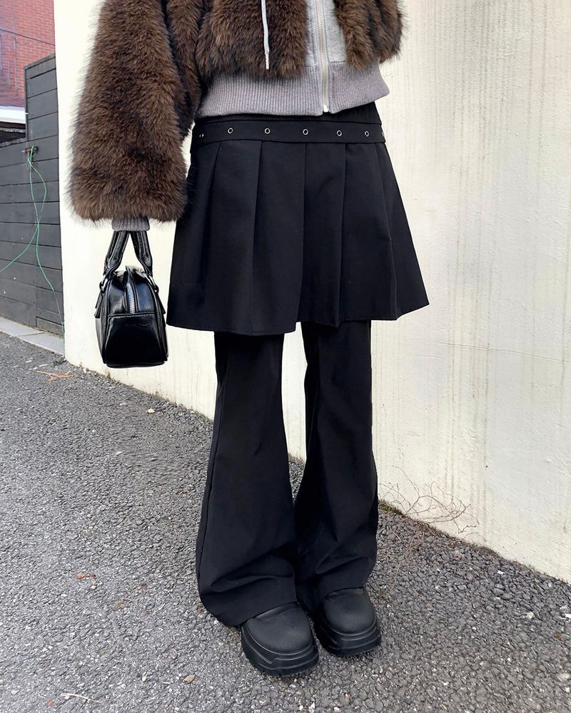 WONDER WONDER(ワンダーワンダー)の「Luan Eyelet layered midi skirt bootcut pants(Pants)」