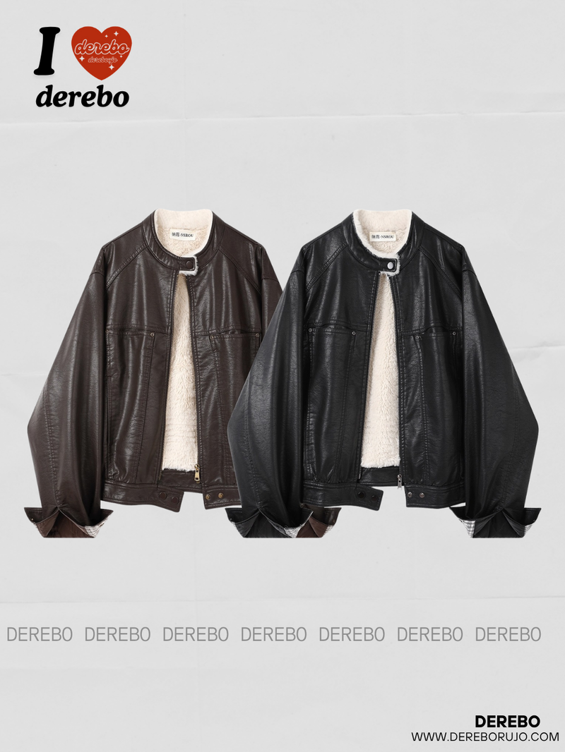 dereborujo（ドレボルゾー）の「Soft Edge Warm Leather No Collar Jacket（Jackets/Outerwear）」
