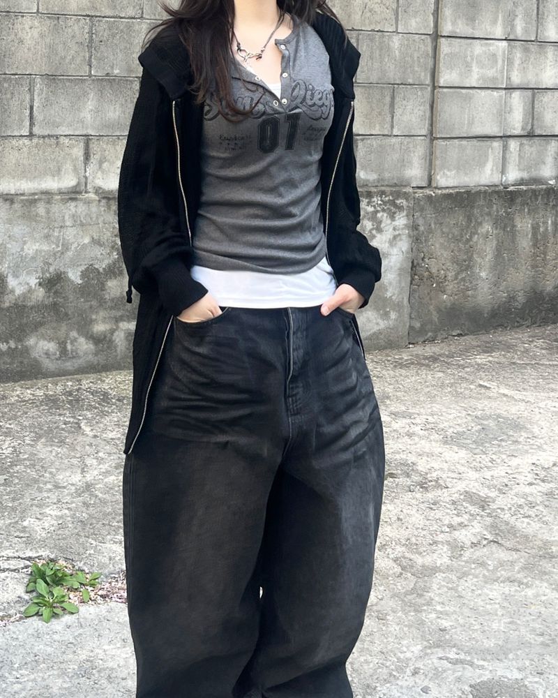 Vintage ten snap ribbed t-shirts