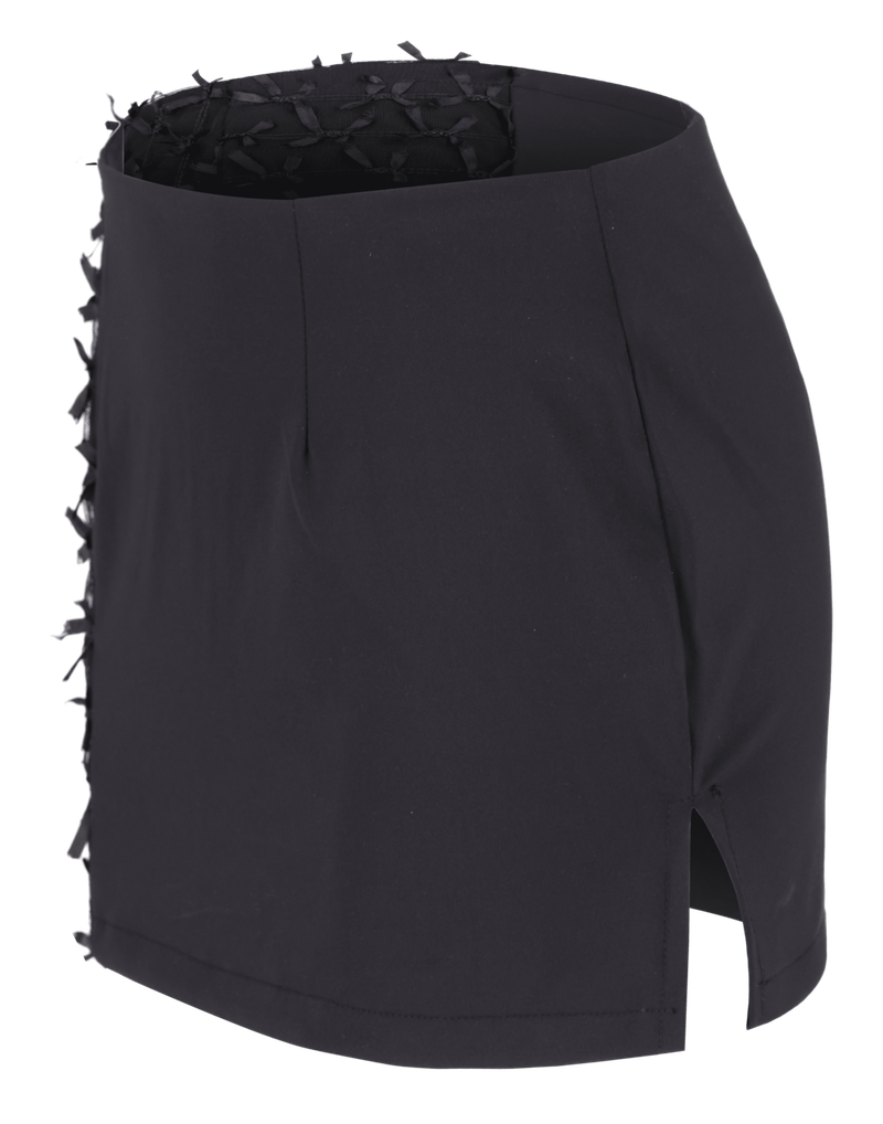  [Seow] Flap mesh ribbon sk, black
