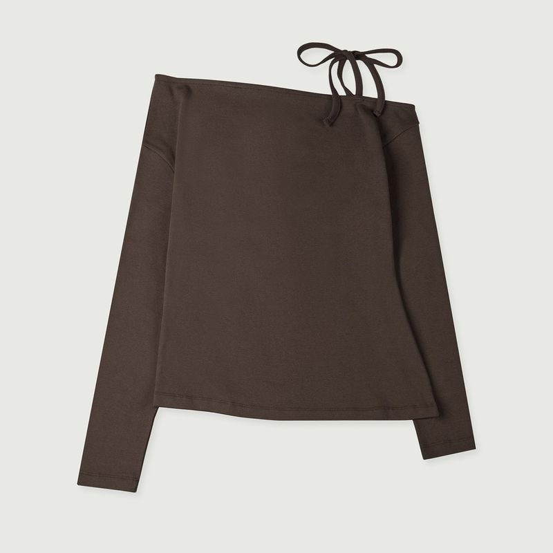 Off shoulder long sleeves_brown