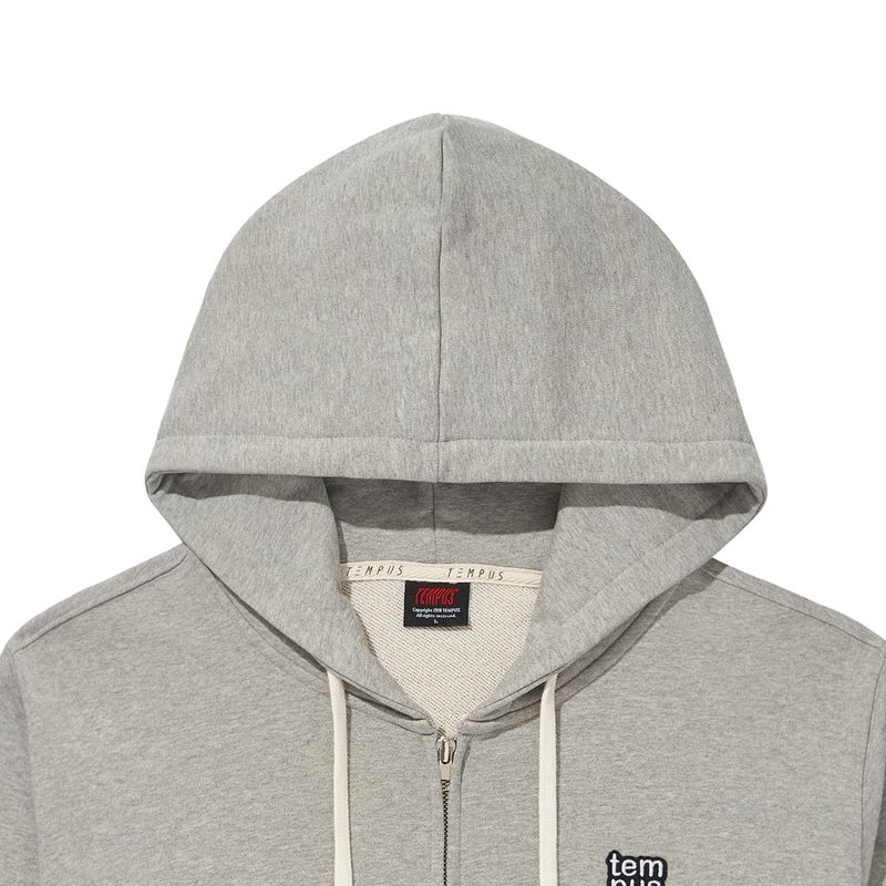 TEMPUS PATCH CROP HOOD ZIP-UP [GREY MELANGE]