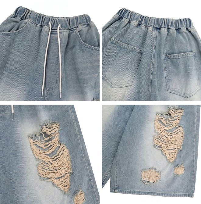Arpa Damaged Bermuda Denim Pants