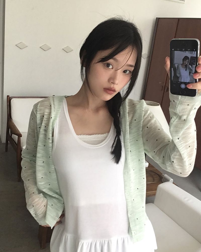 Flan Summer See-through Dot Cardigan