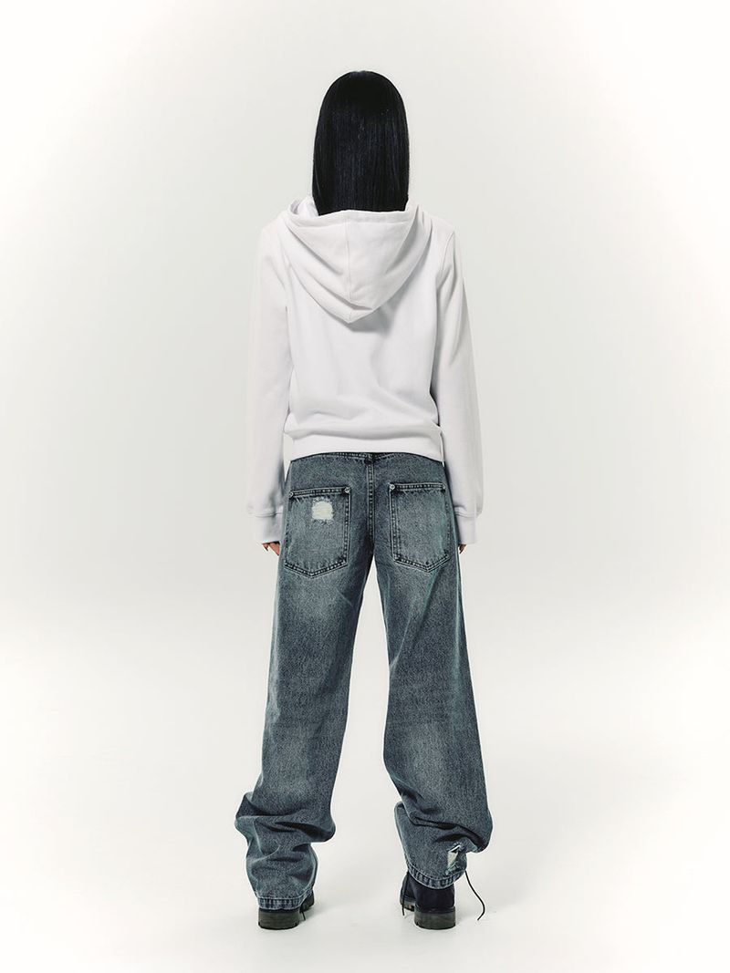 BURST INTO ROSE HOOD ZIP-UP WHITE