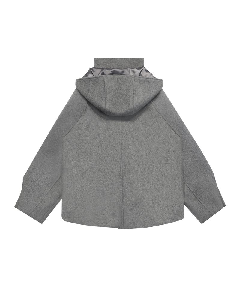 HOODED DOUBLE HALF COAT GREY