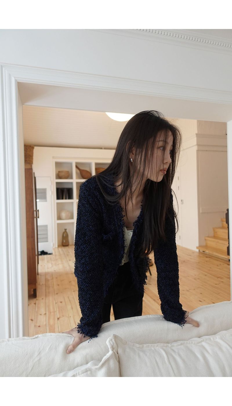 Night blue tweed cardigan (jacket)