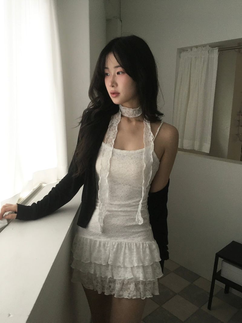 Frill Mini Dress (Tie set)