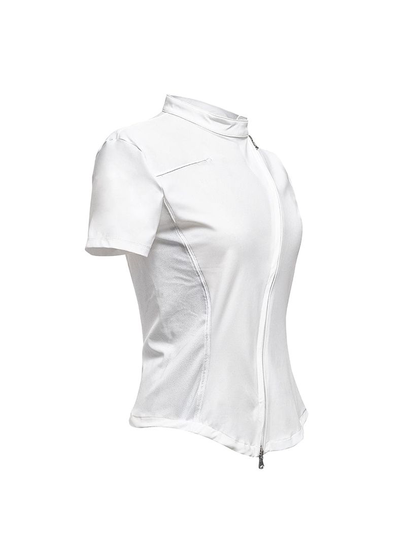  CURVED ZIP-UP SHIRT . WHITE