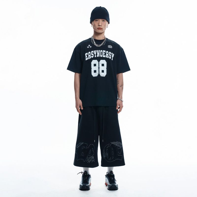 ENOE Patch Sweat Bermuda Pants - BLACK