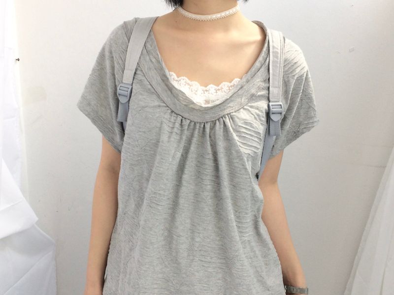 embossed shirring strap t