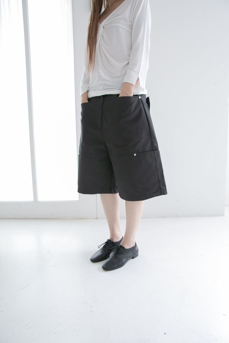 rivet hidden cotton bermuda pants(2colors)