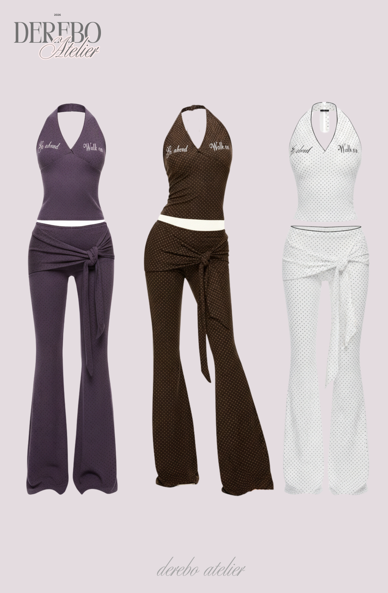 Dot halter cardigan flare training setup (PANTS)