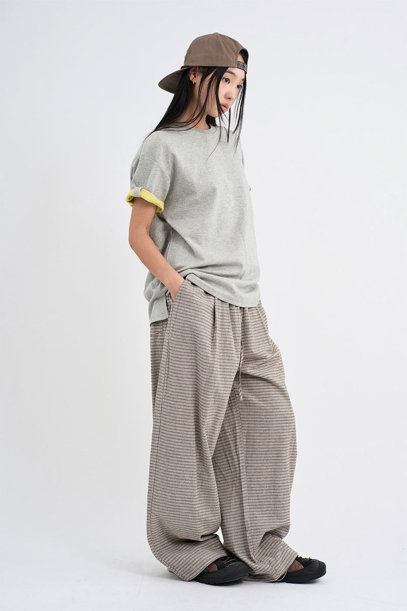 Border stripe summer pants