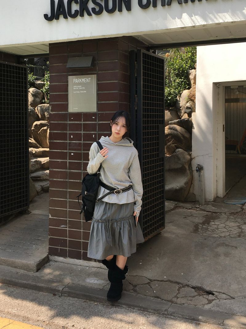 Roti Nylon Midi Shirred Skirt (2c)