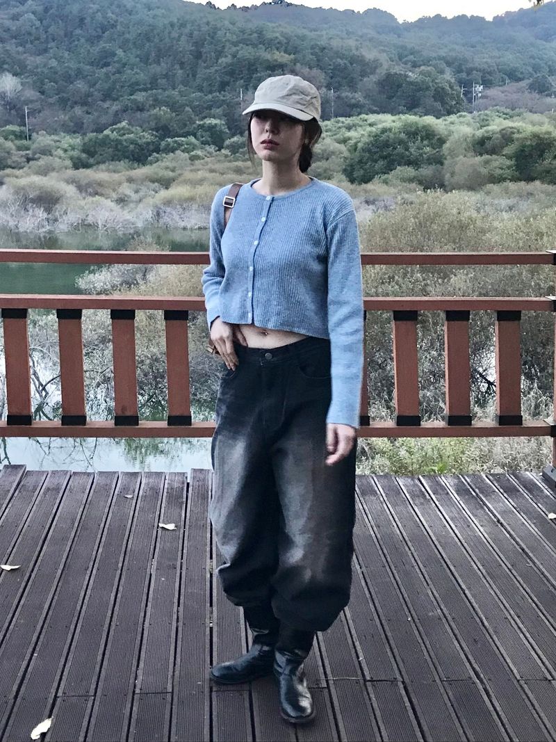Plant wide denim pants