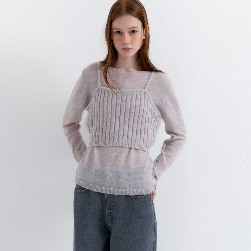 Bustier Knit Set Gray