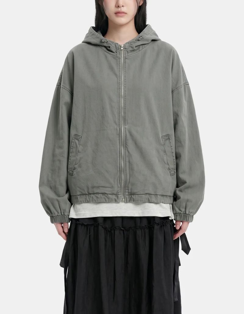 Pigment Washed Two-Way Hood Jacket