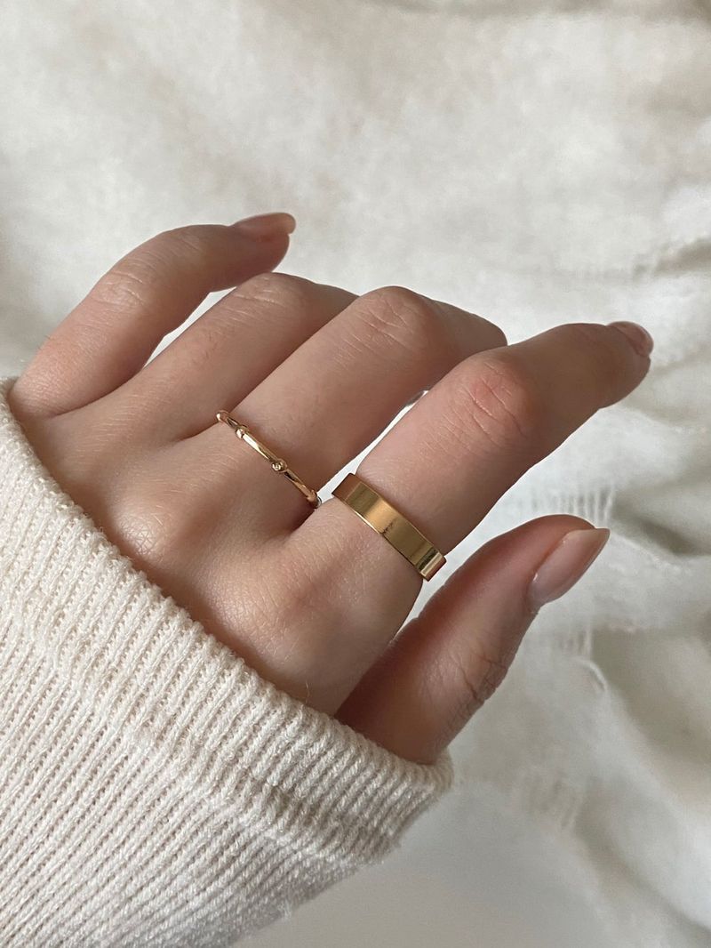 [4 set] bold prime heart layered ring set / 2 colors / volume line